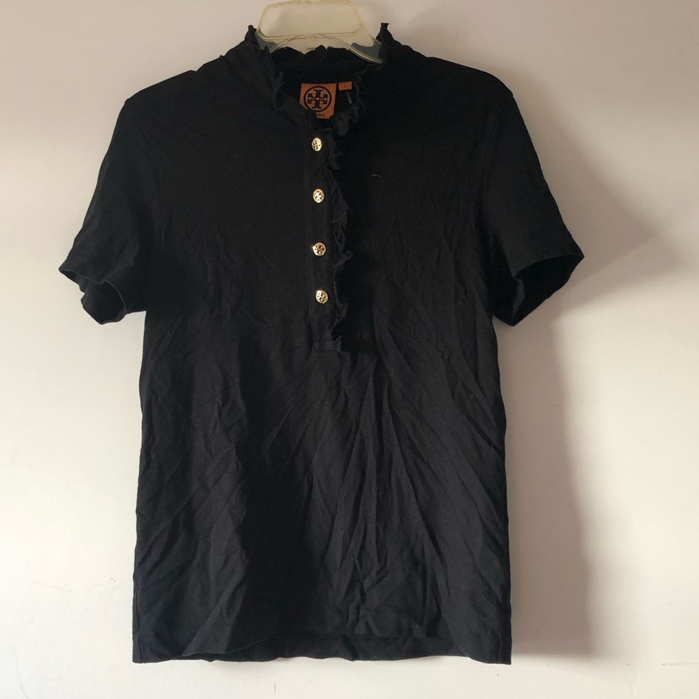 Tory Burch Black Ruffled Collar Top （Free La Mer Mystery item & Clothes)